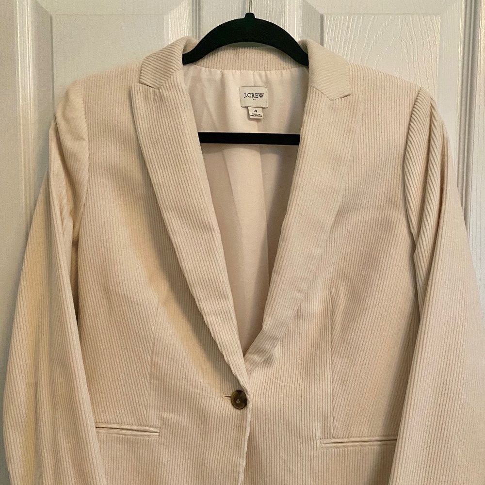 J Crew Winter White corduroy blazer